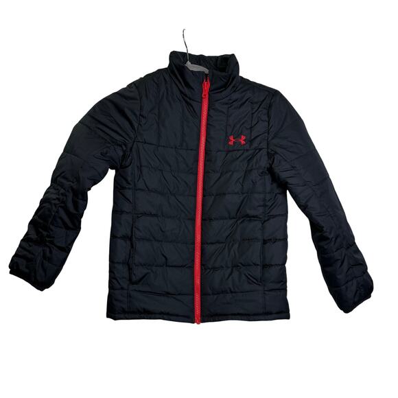 Under Armour Jacket Boys Small Black Red Zipper/Logo			BZ900 - Picture 1 of 5